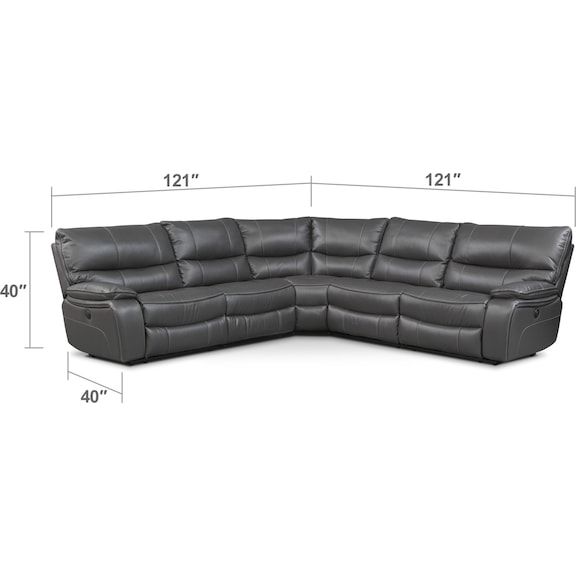 Living Room Furniture - Orlando 5-Piece Power Reclining Sectional - Gray