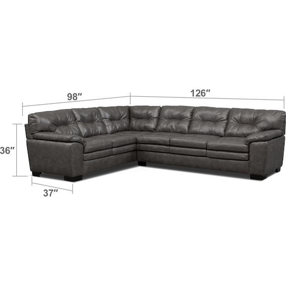 Living Room Furniture - Magnum 2-Piece Sectional with Right-Facing Sofa