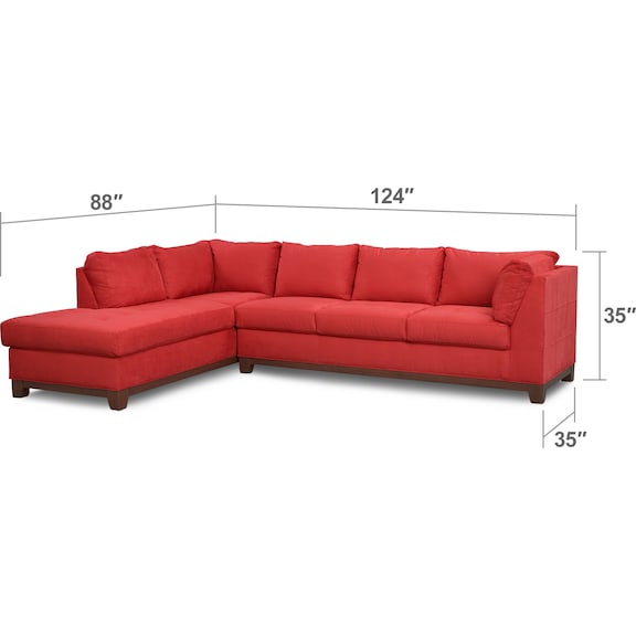 Living Room Furniture - Soho 2-Piece Sectional with Left-Facing Chaise - Red