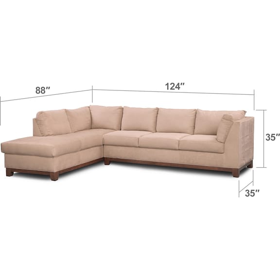 Living Room Furniture - Soho 2-Piece Sectional with Left-Facing Chaise - Cobblestone
