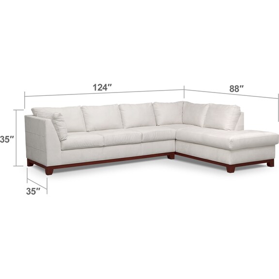 Living Room Furniture - Soho 2-Piece Sectional with Right-Facing Chaise - Cement