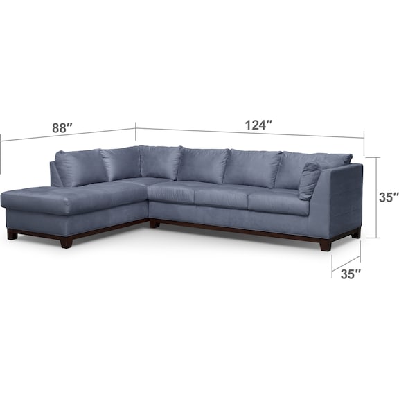 Living Room Furniture - Soho 2-Piece Sectional with Left-Facing Chaise - Steel