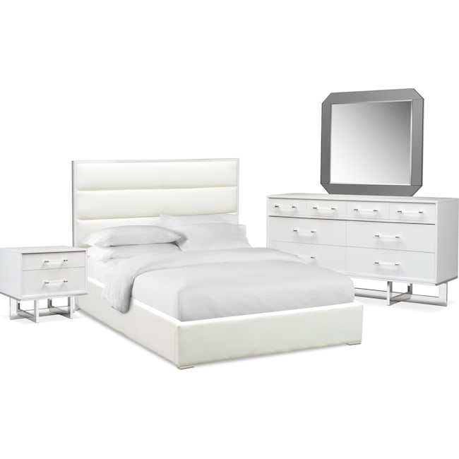 Concerto 6 Piece Bedroom Set With Nightstand Dresser And Mirror