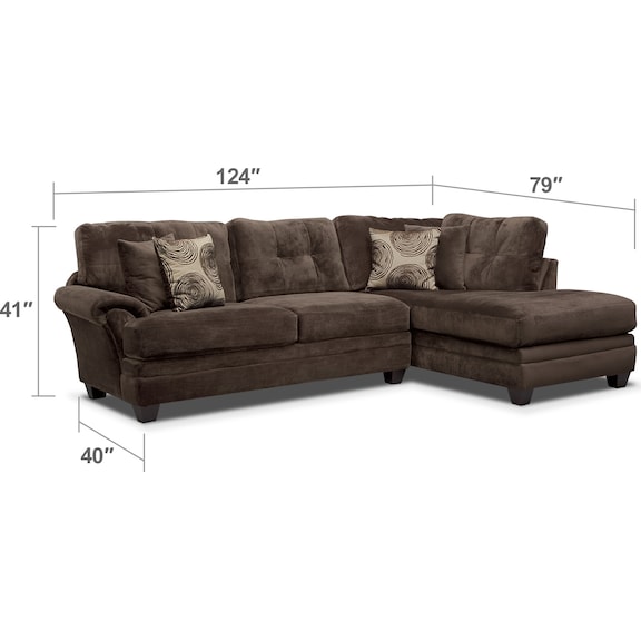 Living Room Furniture - Cordelle 2-Piece Sectional with Chaise and Cocktail Ottoman Set
