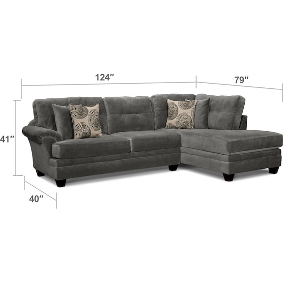 Living Room Furniture - Cordelle 2-Piece Sectional with Chaise + FREE OTTOMAN