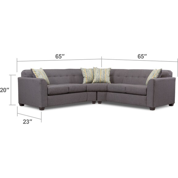 Living Room Furniture - Rhett 2-Piece Sectional - Slate
