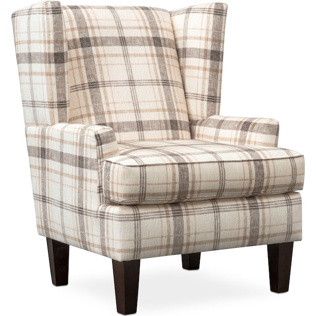 rowan accent chair - plaid | value city furniture and mattresses