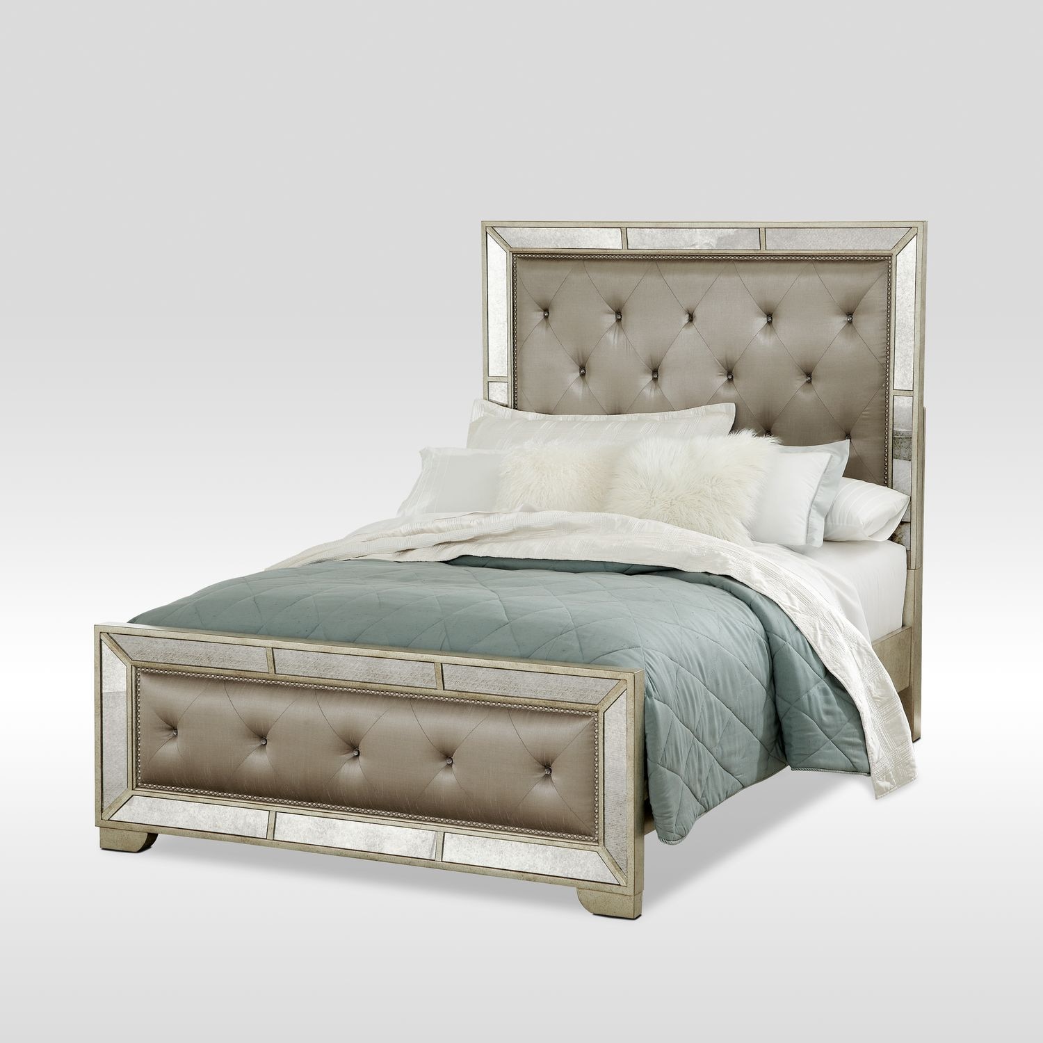 Angelina King Upholstered Bed Metallic Value City Furniture and Mattresses