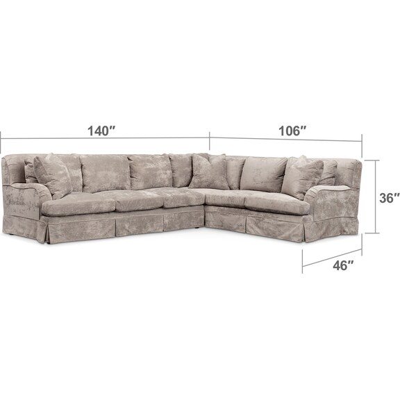 Living Room Furniture - Campbell Cumulus 2-Piece Sectional with Left-Facing Sofa - Cement