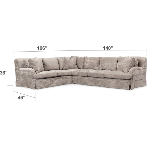 Living Room Furniture - Campbell Cumulus 2-Piece Sectional with Right-Facing Sofa - Cement