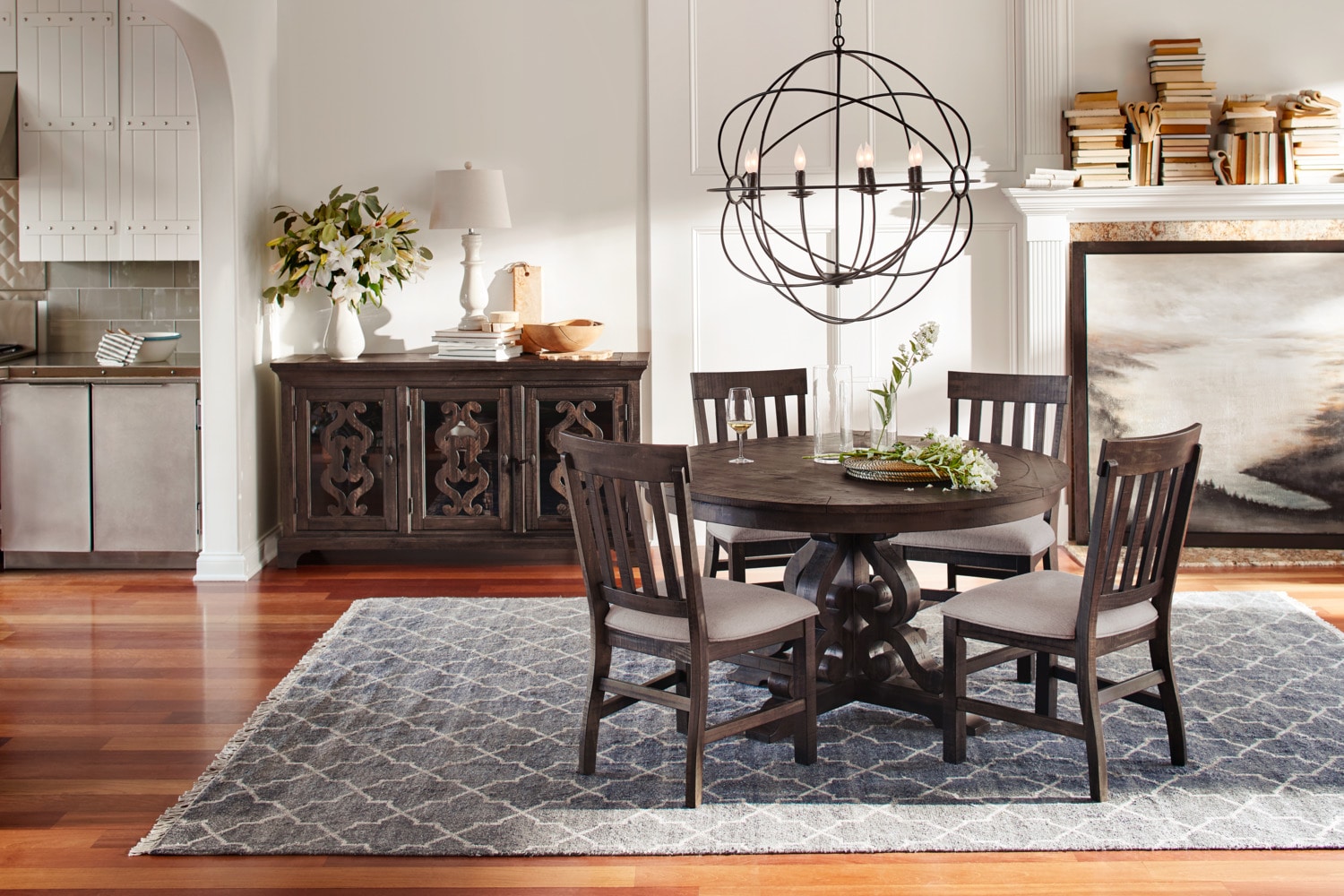 Charthouse Round Dining Table and 4 Side Chairs Charcoal Value City 