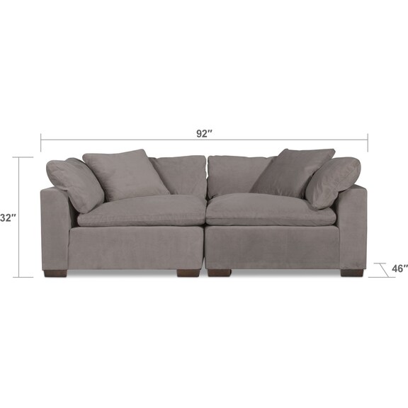Living Room Furniture - Plush 2-Piece Sectional - Abbington Fog