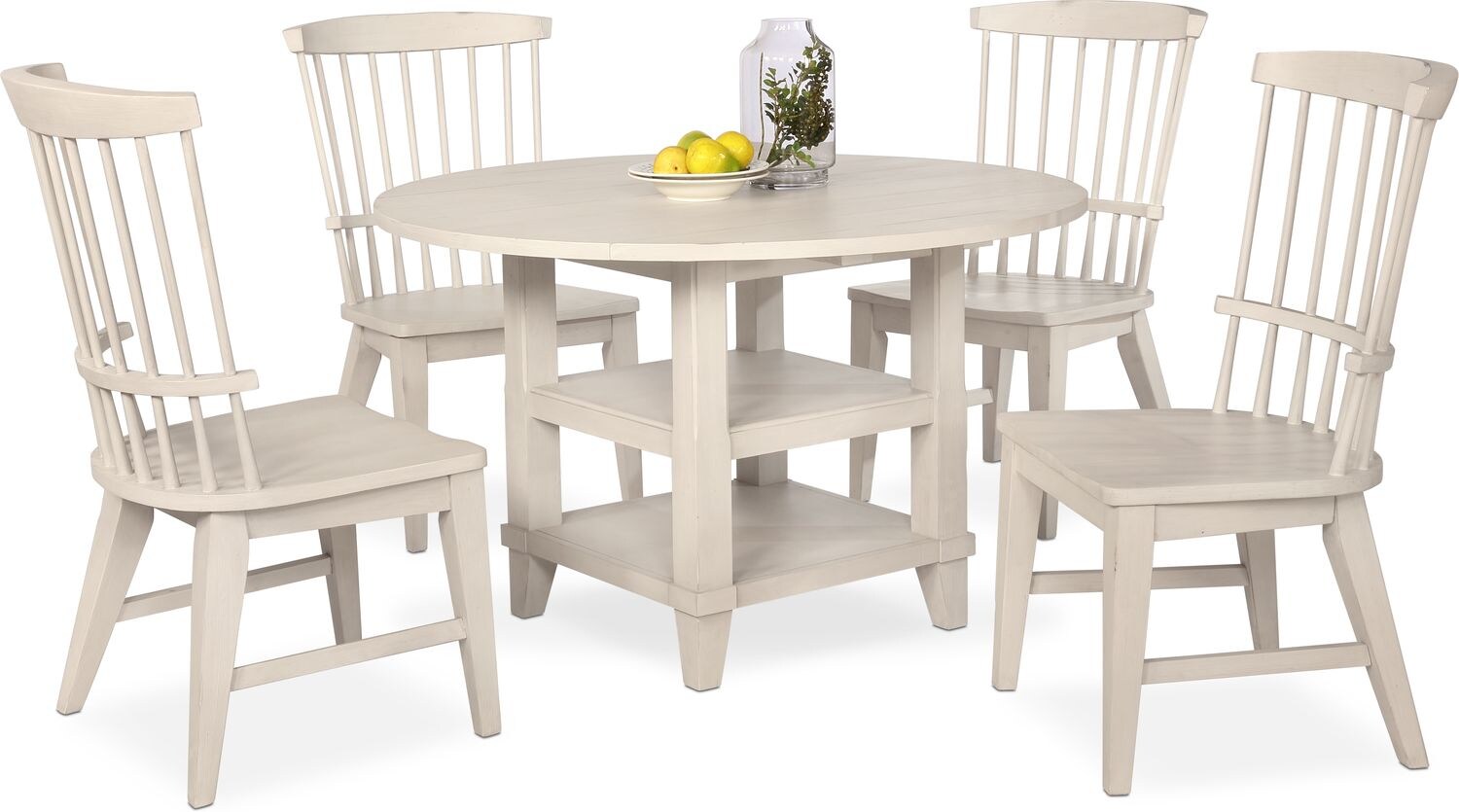 New Haven Round Dining Table And 4 Windsor Side Chairs White To Change Image