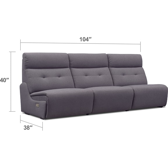Living Room Furniture - Jett 3-Piece Dual Power Reclining Sofa with 3 Reclining Seats - Gray
