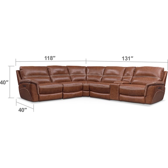 Living Room Furniture - Avanti 6-Piece Triple Power Reclining Sectional with 3 Reclining Seats