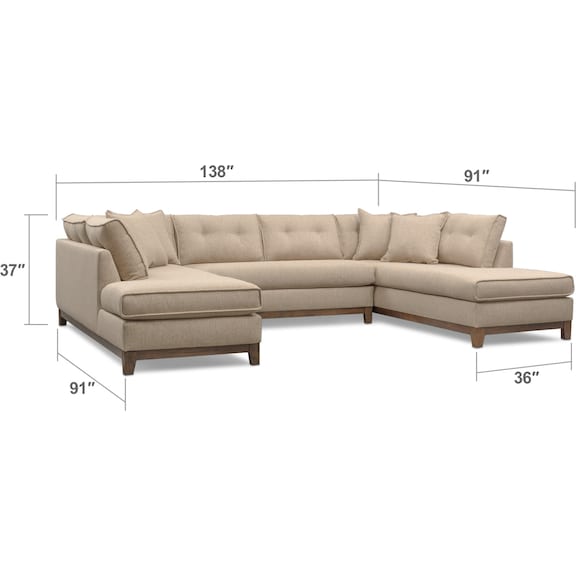 Living Room Furniture - Eastwood 3-Piece Large Sectional and Swivel Chair Set - Beige