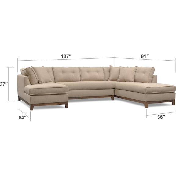 Living Room Furniture - Eastwood 3-Piece Right-Facing Sectional and Swivel Chair Set - Beige