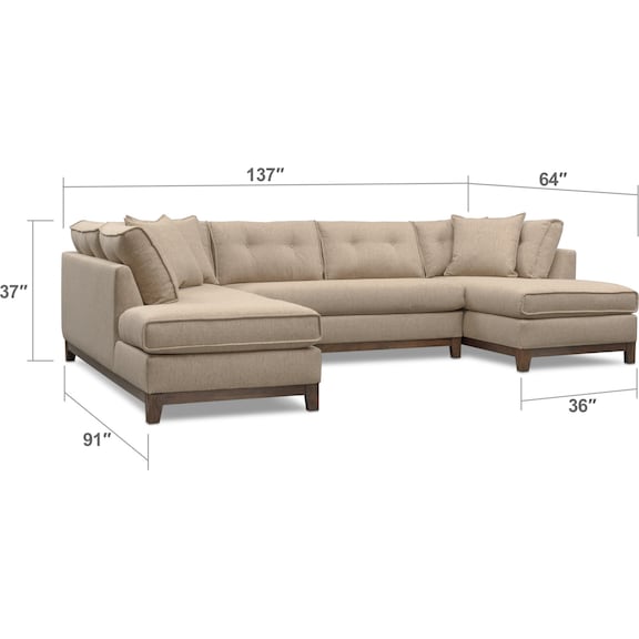 Living Room Furniture - Eastwood 3-Piece Left-Facing Sectional - Beige
