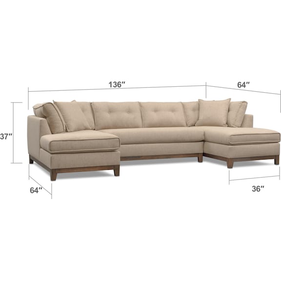 Living Room Furniture - Eastwood 3-Piece Small Sectional and Swivel Chair Set - Beige