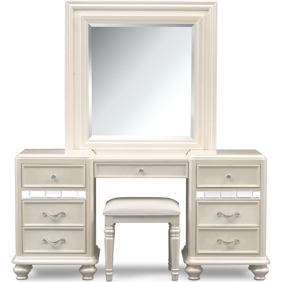 Sabrina Vanity Desk Mirror And Bench