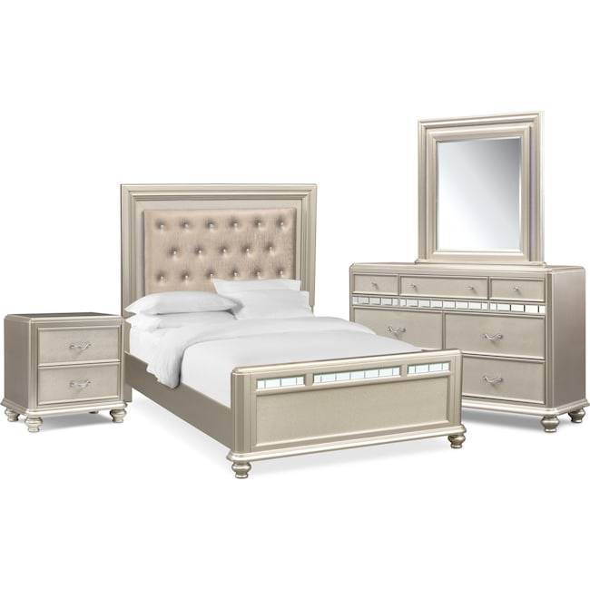 Sabrina 6 Piece Queen Bedroom Set With Nightstand Dresser And