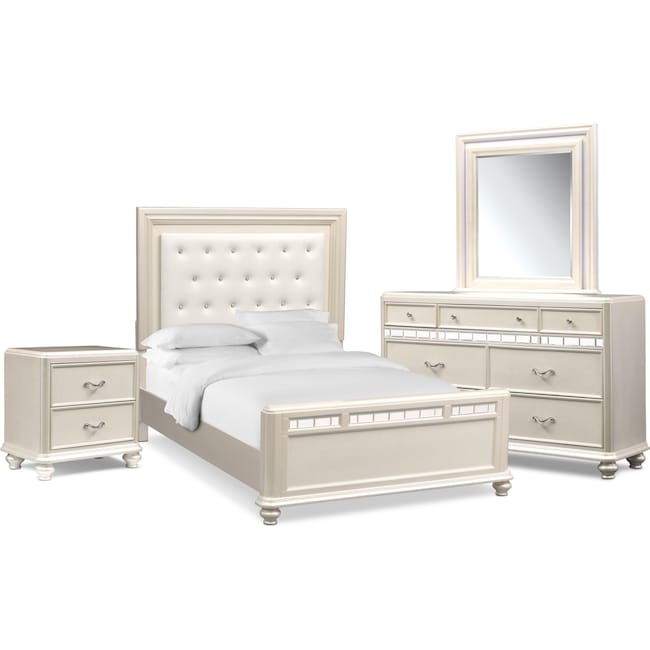 sabrina 6-piece queen bedroom set - pearl | value city furniture and
