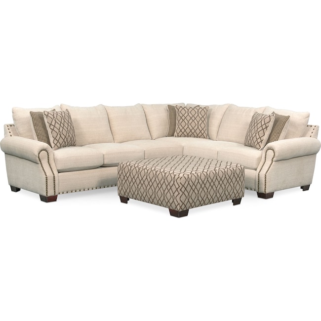 Living Room Furniture - Bolton 2-Piece Sectional with Left-Facing Sofa and Cocktail Ottoman