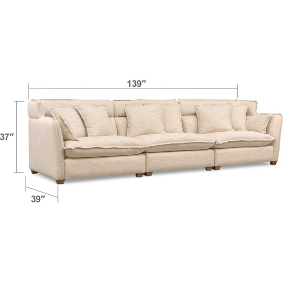 Living Room Furniture - Willow 3-Piece Sofa - Beige