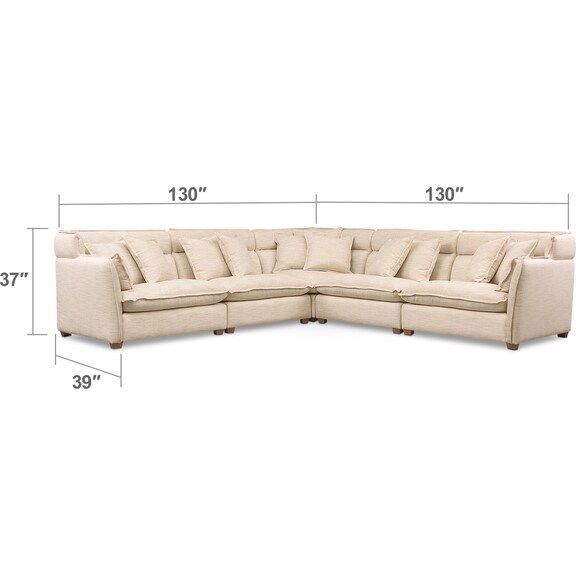 Living Room Furniture - Willow 5-Piece Sectional - Beige