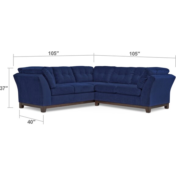 Living Room Furniture - Sebring 2-Piece Sectional with Right-Facing Loveseat - Indigo