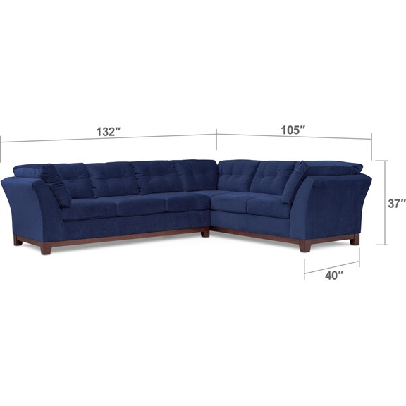 Living Room Furniture - Sebring 2-Piece Sectional with Left-Facing Sofa - Indigo
