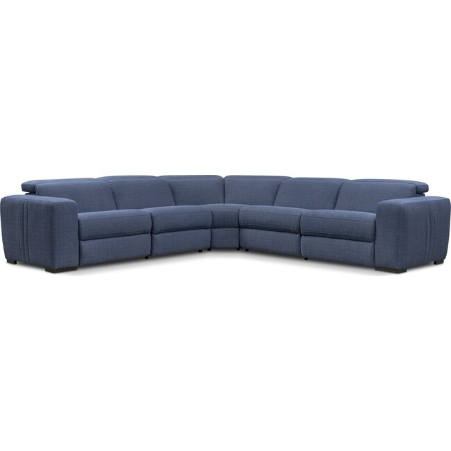 Living Room Furniture - Tino 5-Piece Dual Power Reclining Sectional - Navy