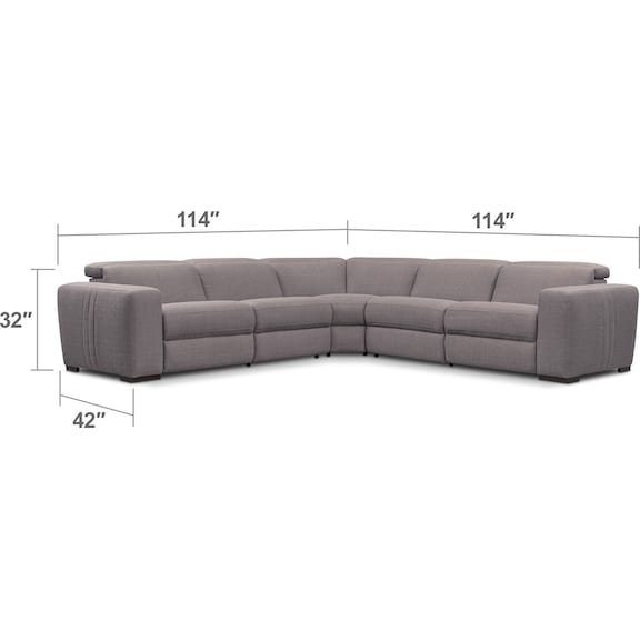 Living Room Furniture - Tino 5-Piece Dual Power Reclining Sectional
