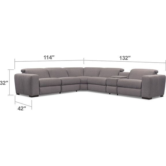 Living Room Furniture - Tino 6-Piece Dual Power Reclining Sectional