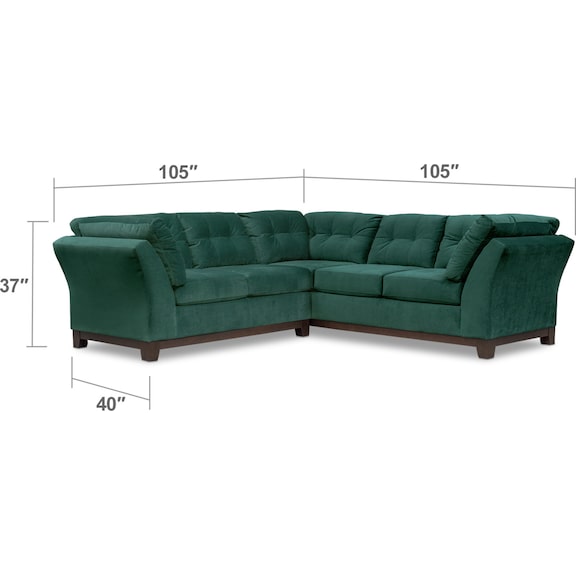 Living Room Furniture - Sebring 2-Piece Sectional with Left-Facing Loveseat - Emerald