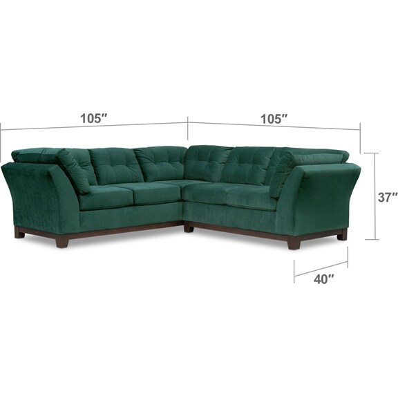 Living Room Furniture - Sebring 2-Piece Sectional with Right-Facing Loveseat - Emerald