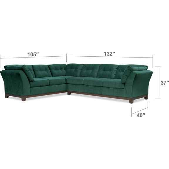 Living Room Furniture - Sebring 2-Piece Sectional with Right-Facing Sofa - Emerald