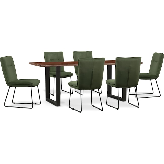 portland dining table and 6 upholstered side chairs