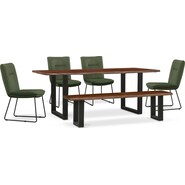 Portland Dining Table, 4 Upholstered Side Chairs and FREE Bench