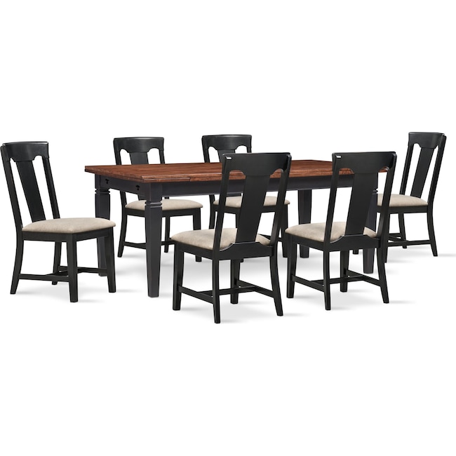 Adler Dining Table and 6 Side Chairs Set - Black | Value City ... Adler Dining Table and 6 Side Chairs Set - Black | Value City ...