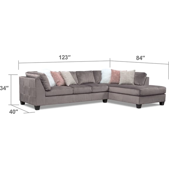 Living Room Furniture - Mackenzie 2-Piece Sectional + FREE OTTOMAN