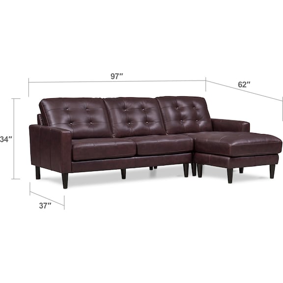 Living Room Furniture - Lincoln 2-Piece Sectional and Ottoman Set - Brown