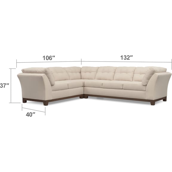 Living Room Furniture - Sebring 3-Piece Sectional with Right-Facing Sofa - Oyster