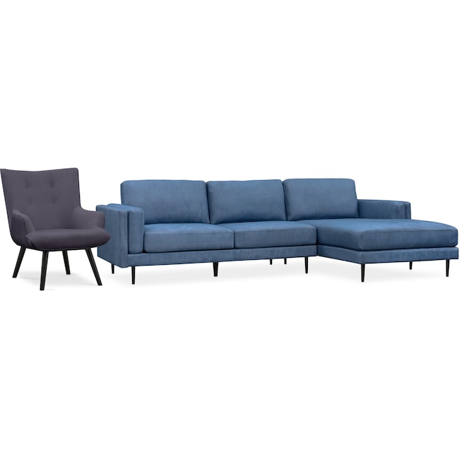 Living Room Furniture - West End 2-Piece Sectional and Accent Chair Set