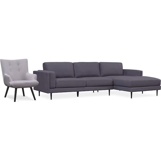 West End 2 Piece Sectional And Accent Chair Set