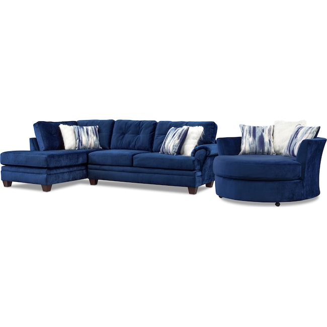 Living Room Furniture - Cordelle 2-Piece Sectional with Chaise and Swivel Chair Set