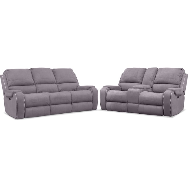 Living Room Furniture - Austin Dual-Power Reclining Sofa and Loveseat Set