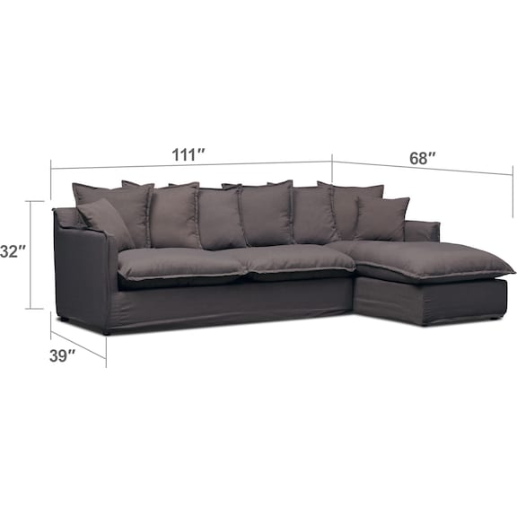 Living Room Furniture - Reid 2-Piece Sectional with Chaise