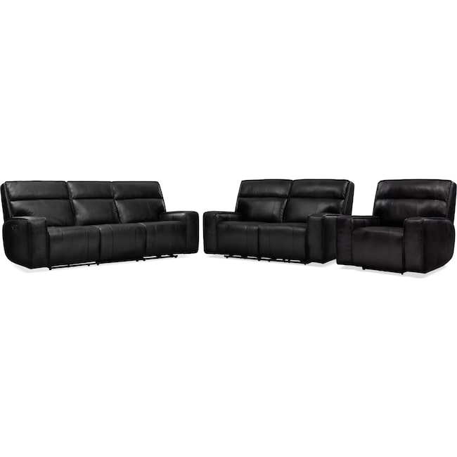 Living Room Furniture - Bradley Triple Power Reclining Sofa, Reclining Loveseat and Recliner Set