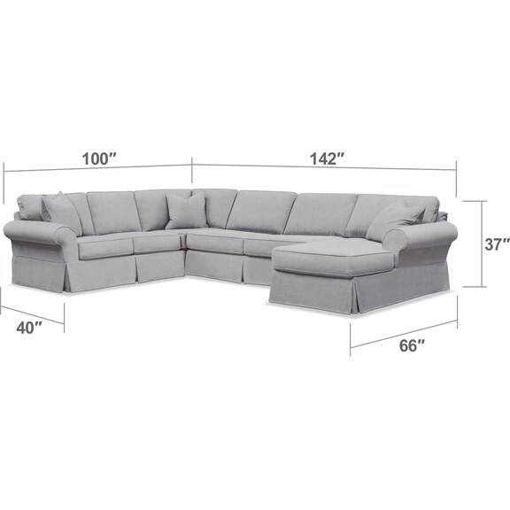 Living Room Furniture - Sawyer 3-Piece Slipcover Sectional with Chaise